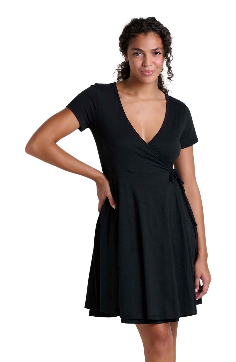 Toad & Co Freesia Wrap Short Sleeve Dress, Alternate, color, Black