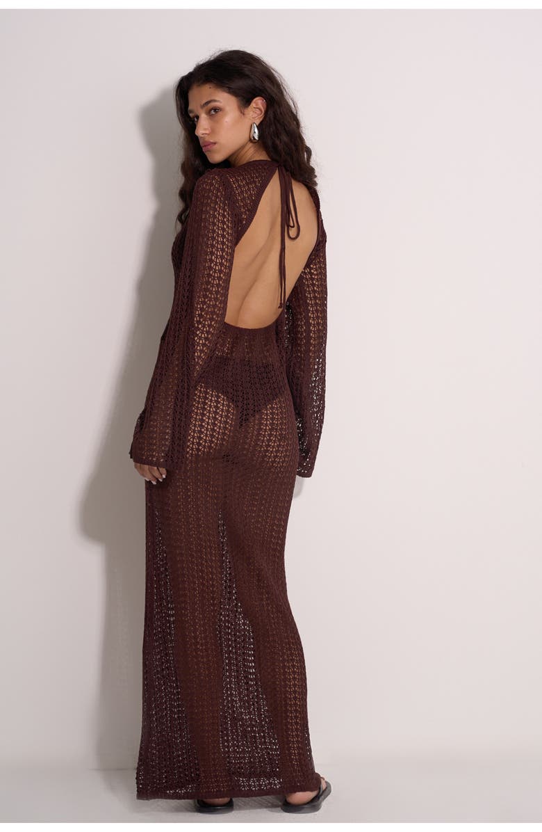 Gottex Beach Life Flora Crocheted Beach Dress Cover-Up, Alternate, color, Dark-Brown