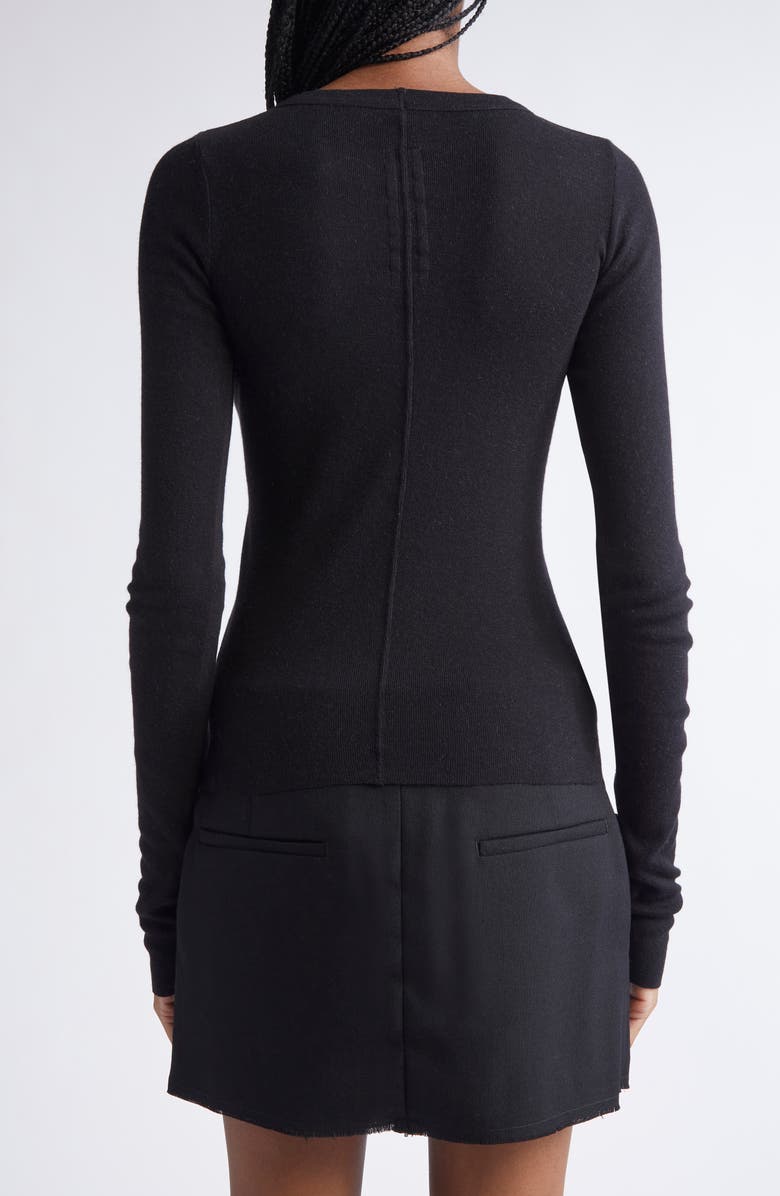 Rick Owens Long Sleeve Rib Crop T-Shirt, Alternate, color, Black