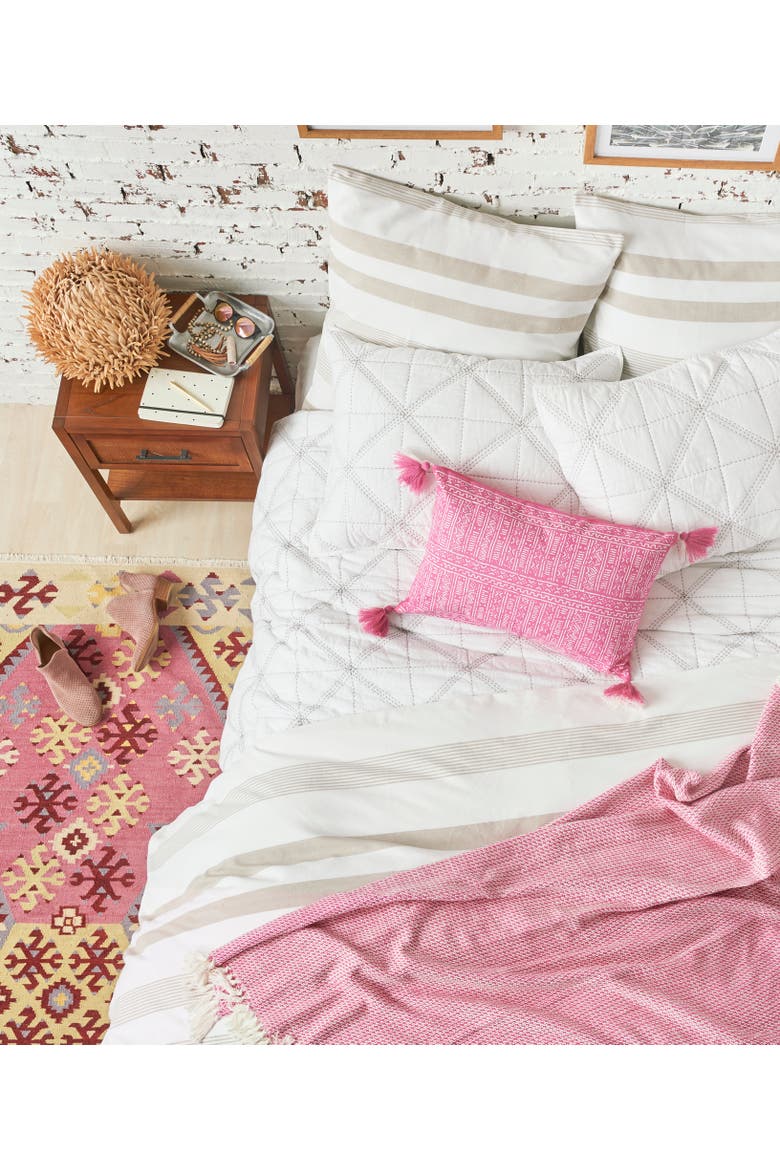 Noland Stripe Dune Queen Bed Duvet Cover, Alternate, color, Brown