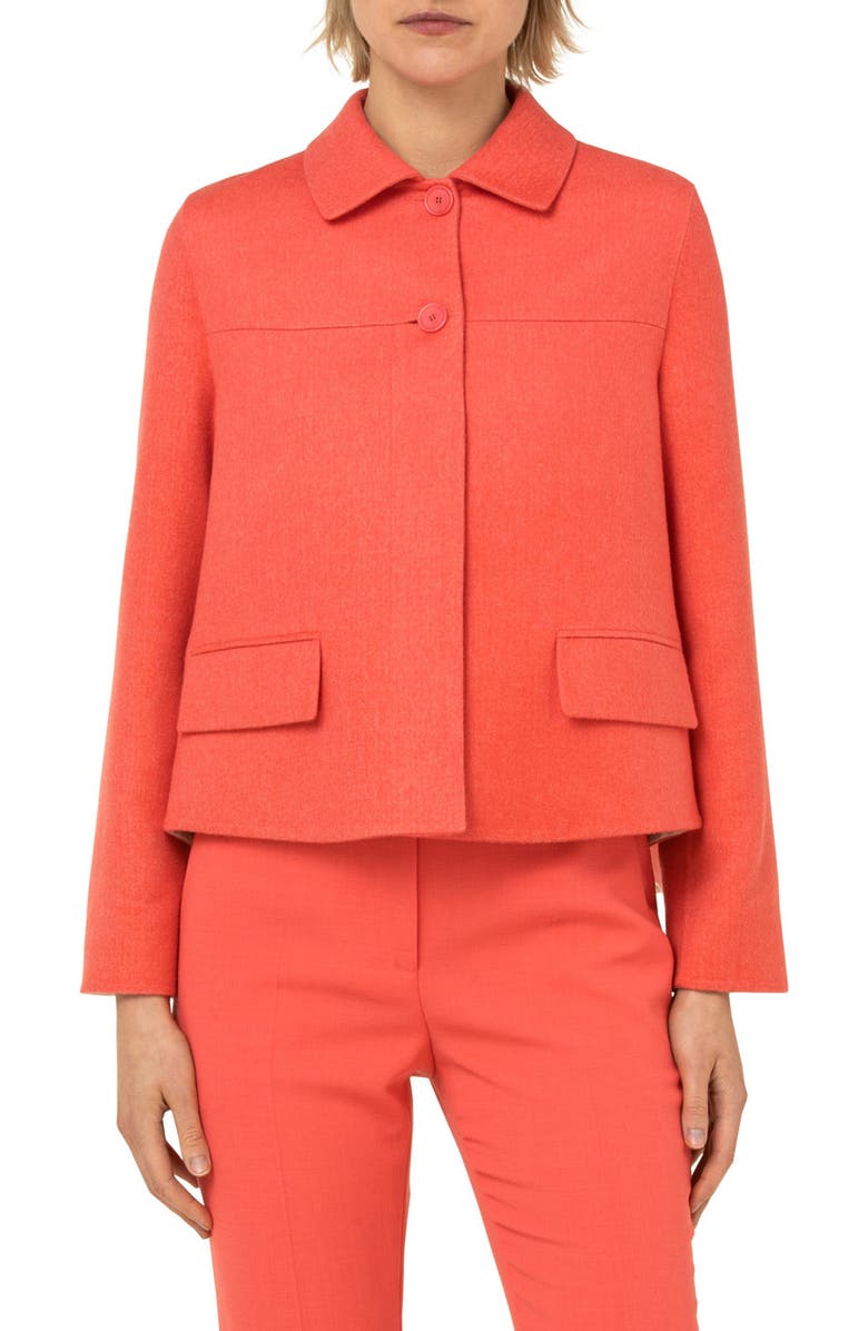 Akris Maureen Bicolor Double Face Cashmere Crop Jacket, Main, color, 