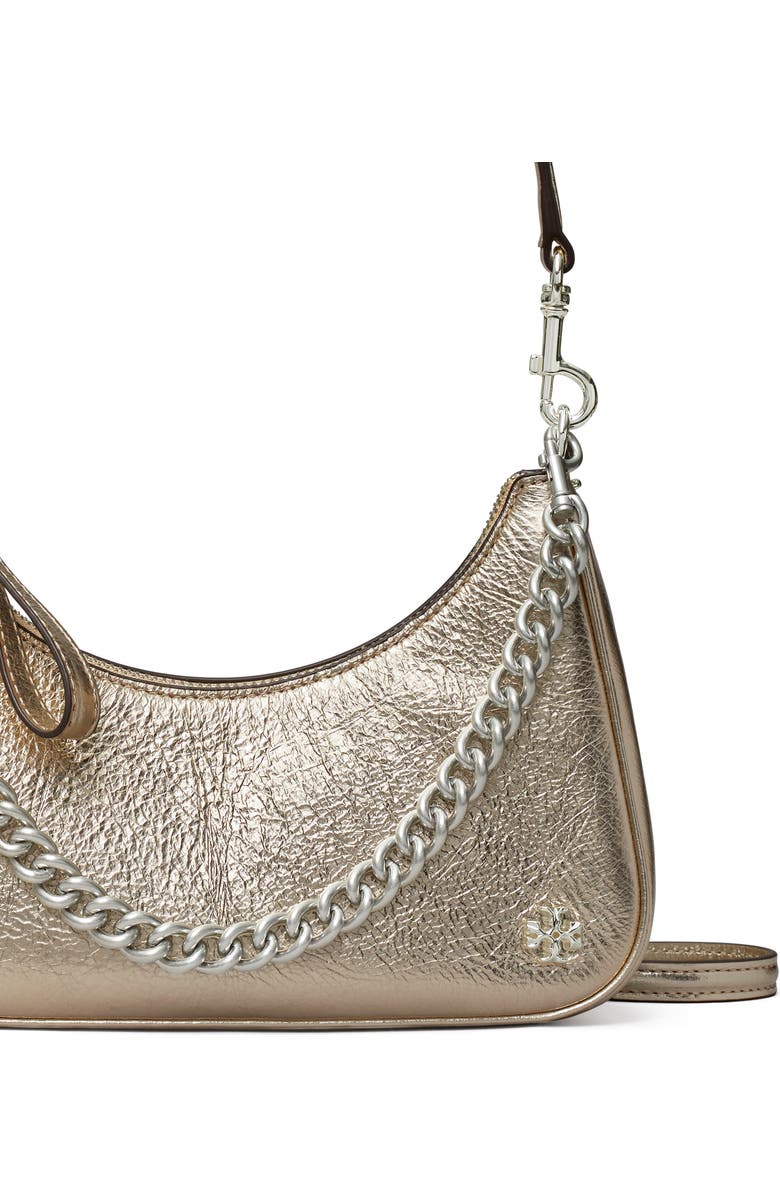 Tory Burch 151 Mercer Metallic Small Crescent Bag, Alternate, color,