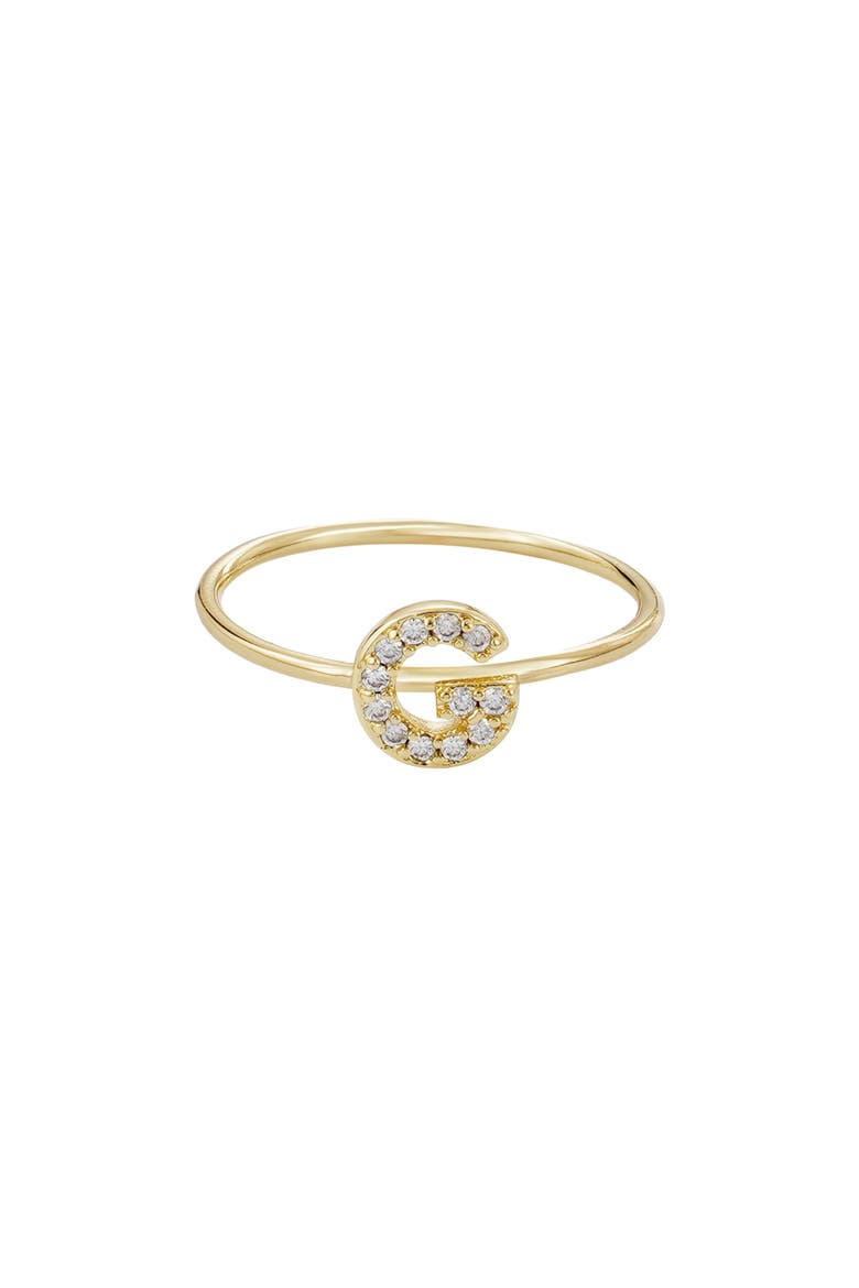 Pavé CZ Initial Charm Ring, Main, color, GOLD -G