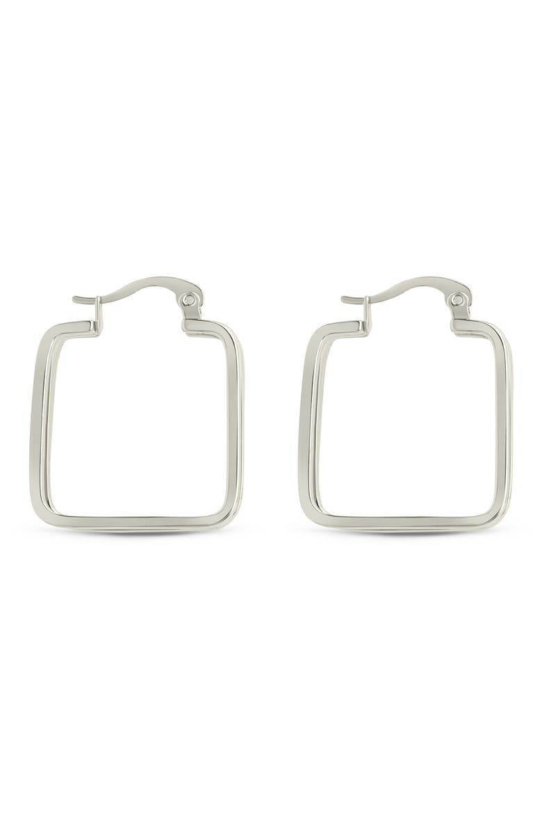 Belinda Layered Square Hoop Earrings, Alternate, color, SILVER