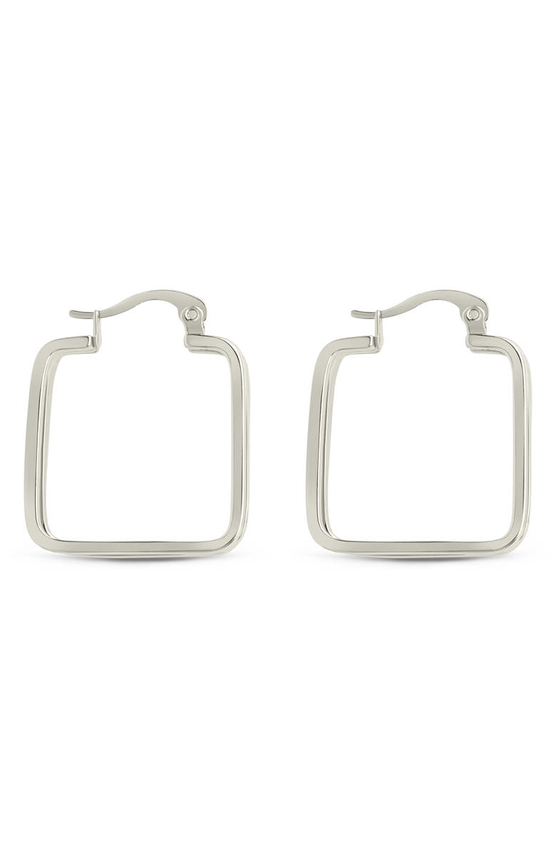 Sterling Forever Belinda Layered Square Hoop Earrings, Alternate, color, Silver