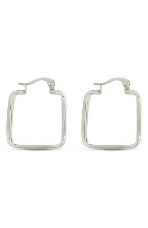 Sterling Forever Belinda Layered Square Hoop Earrings In Silver