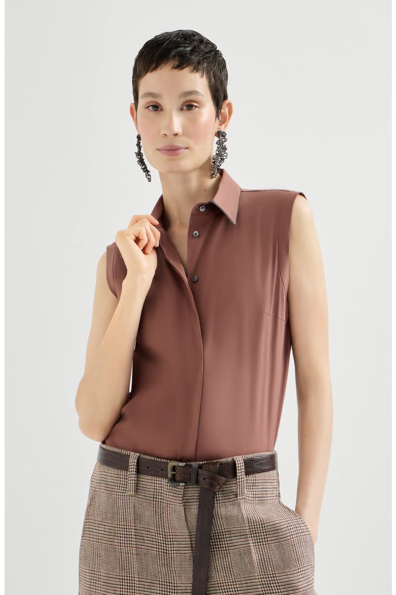 Stretch poplin shirt, Alternate, color, Orange