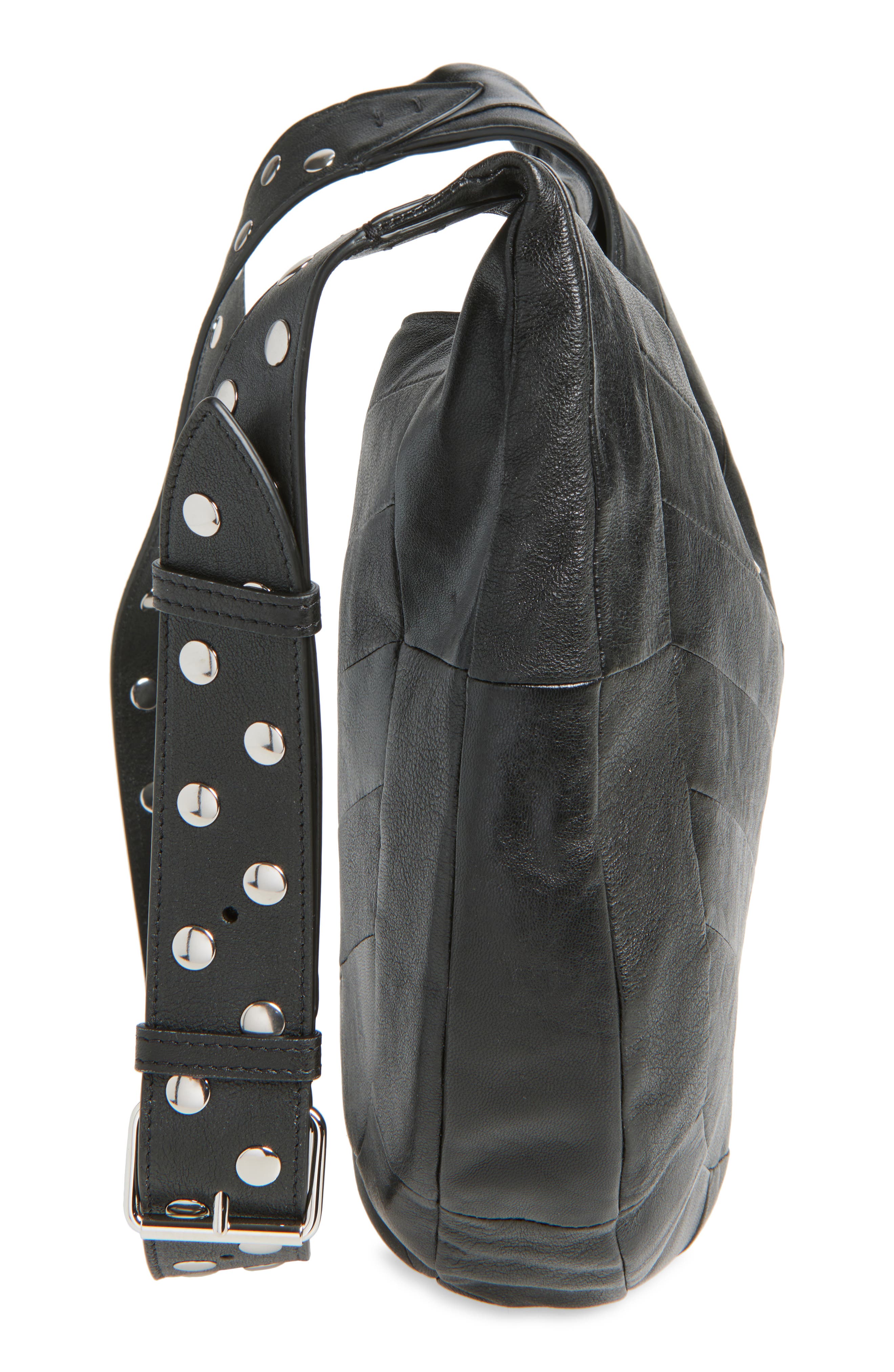 Valentino Garavani Small Hoboho Patchwork Leather Hobo Bag, Alternate, color, Black