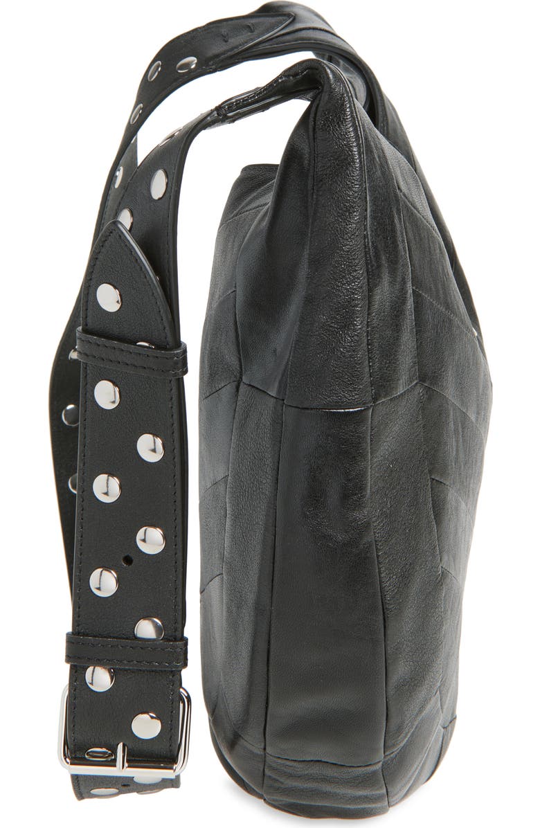 Valentino Garavani Small Hoboho Patchwork Leather Hobo Bag, Alternate, color, Black