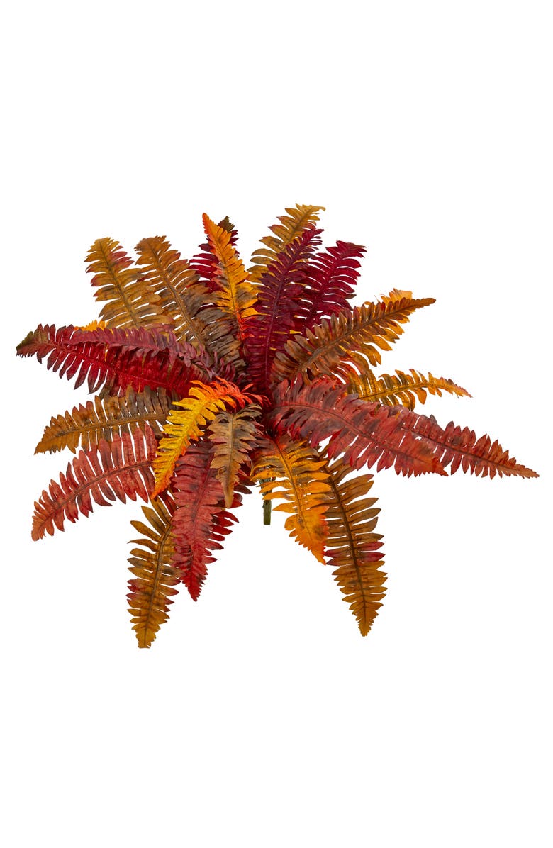 NEARLY NATURAL 20-in Autumn Boston Fern Artificial Plant, Main, color, Orange