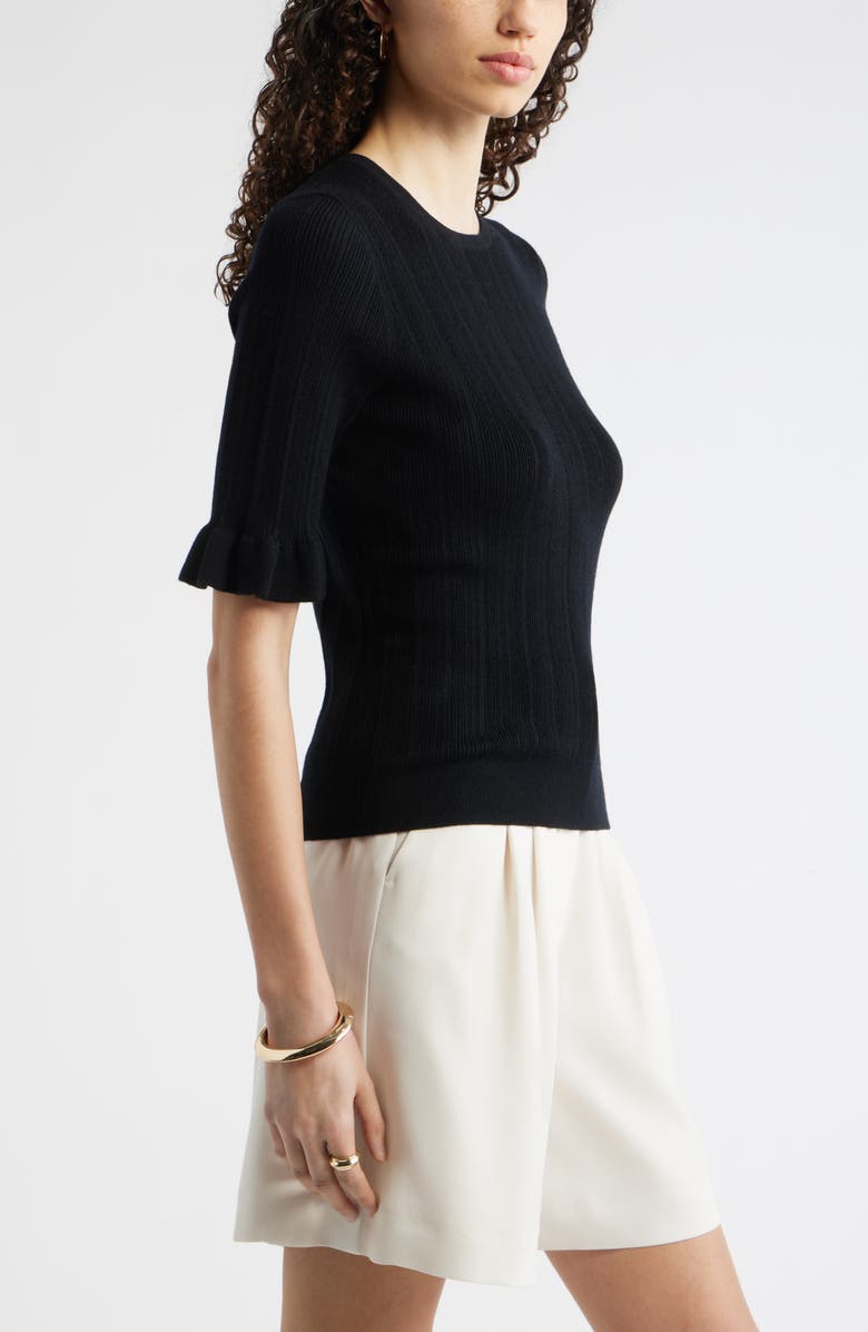 Nordstrom Pointelle Crewneck Sweater, Alternate, color, Black