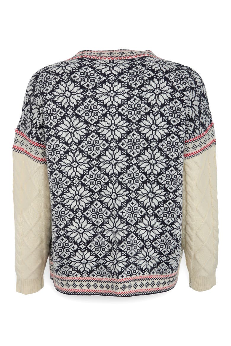 Fair Isle Mixed Zip Cardigan, Alternate, color, IVORY