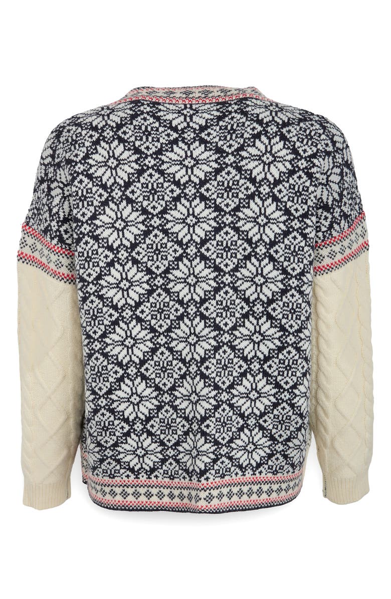 SAACHI Fair Isle Mixed Zip Cardigan, Alternate, color, Ivory