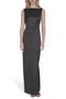 Cowl Back Square Neck Satin Column Gown