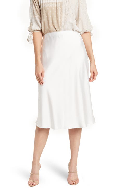 Solid Satin Midi Skirt