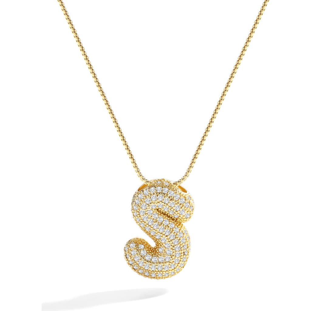 Mint & Lily Pave Bubble Initial Necklace In Gold