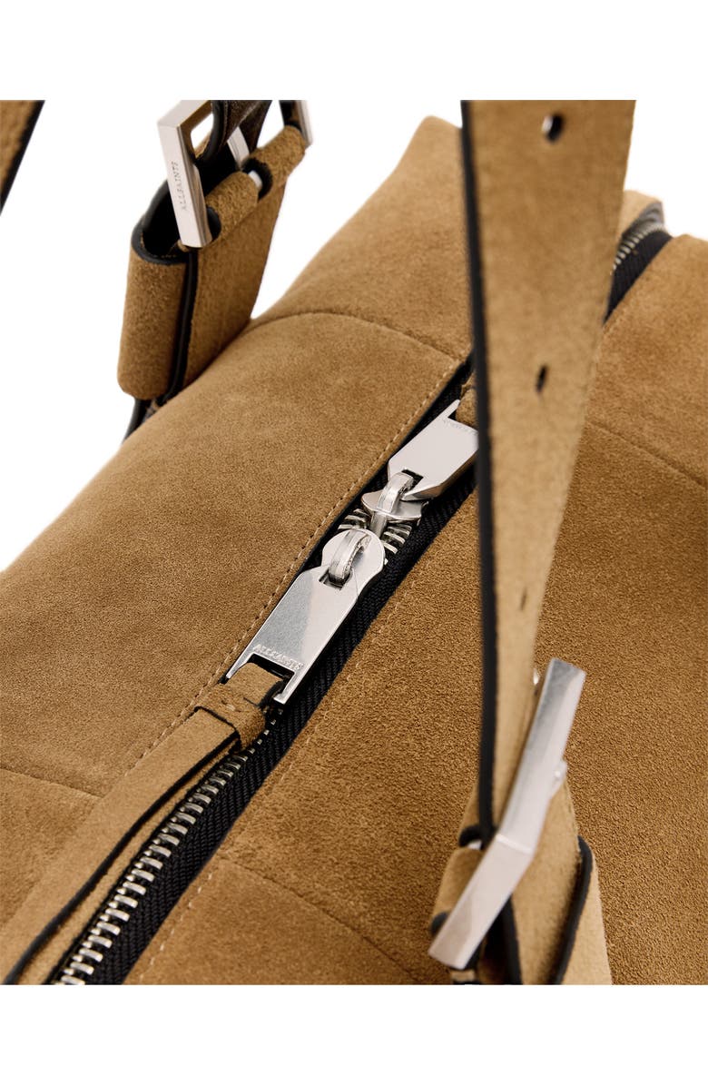 AllSaints Ares Suede Shoulder Bag, Alternate, color, Biscuit Brown