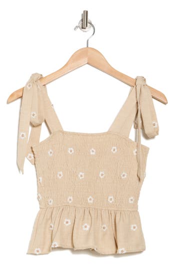 BLU PEPPER BLU PEPPER SMOCKED TIE SHOULDER TANK