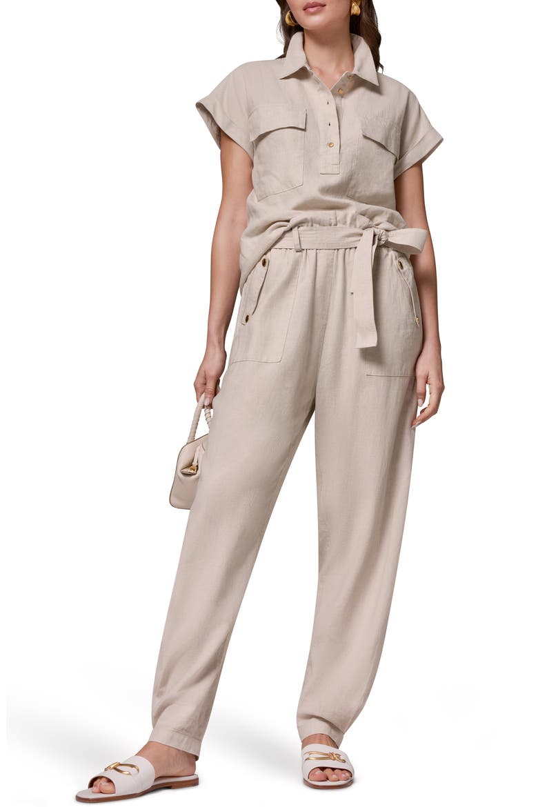 Belted Tapered Pants, Alternate, color, NATURAL
