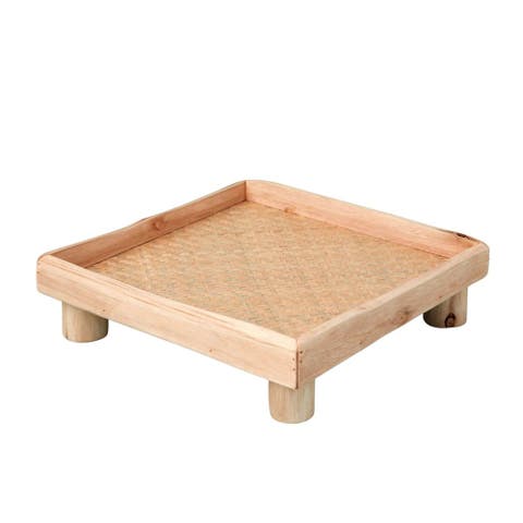 Miramar Reclaimed Wood Square Footed Tray, Medium