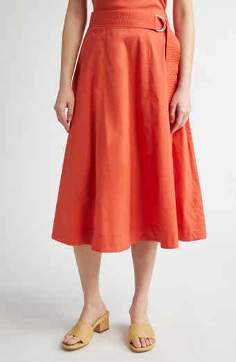Veronica Beard Facia Belted Stretch Cotton Skirt