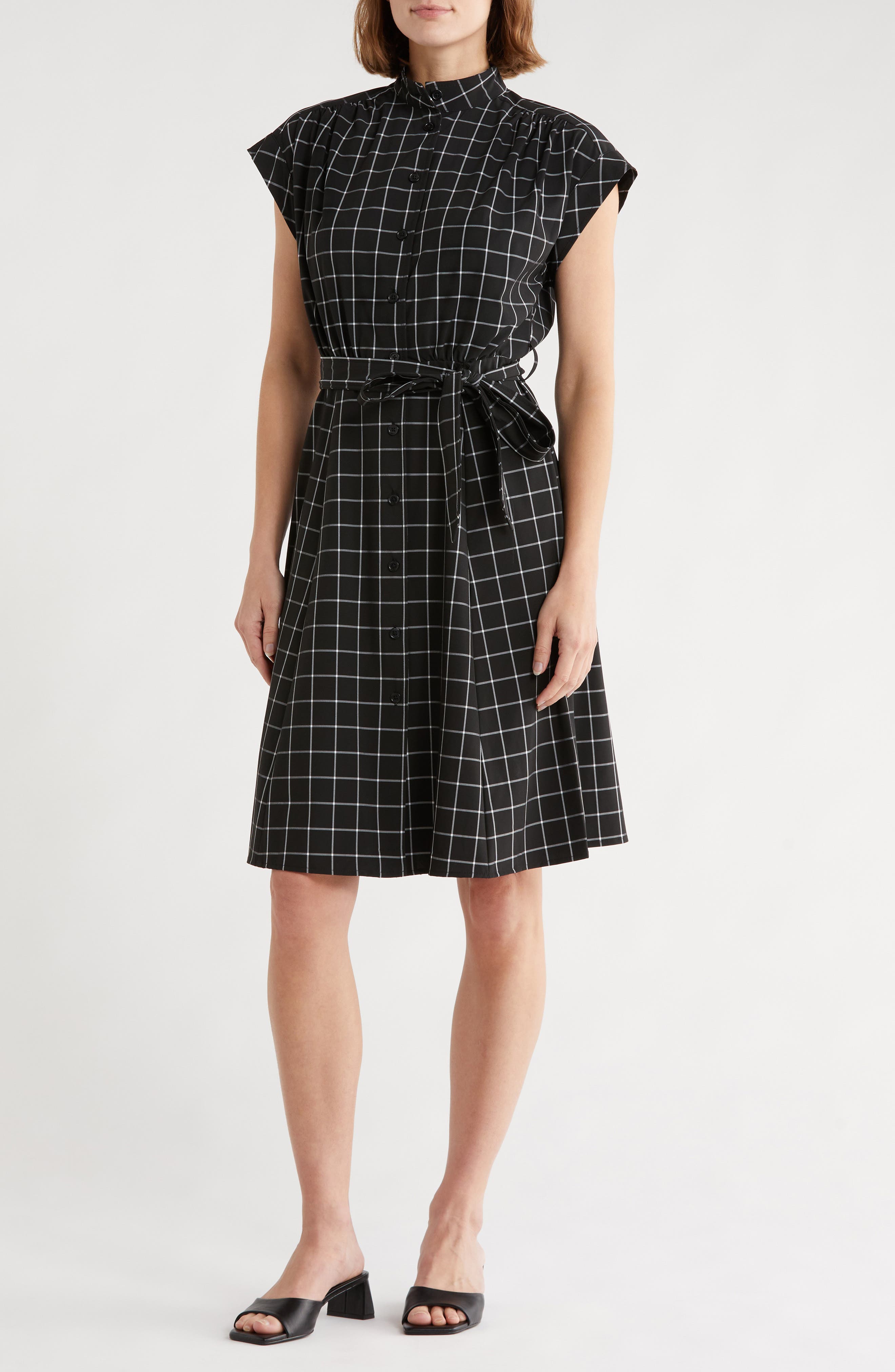 Calvin Klein Gingham Check Belted Shirtdress