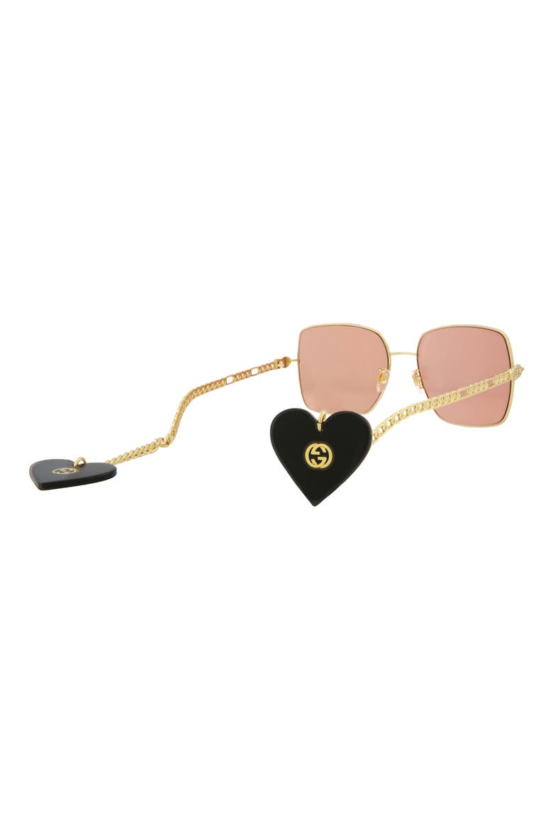 61mm Square Sunglasses, Alternate, color, GOLD GOLD ORANGE