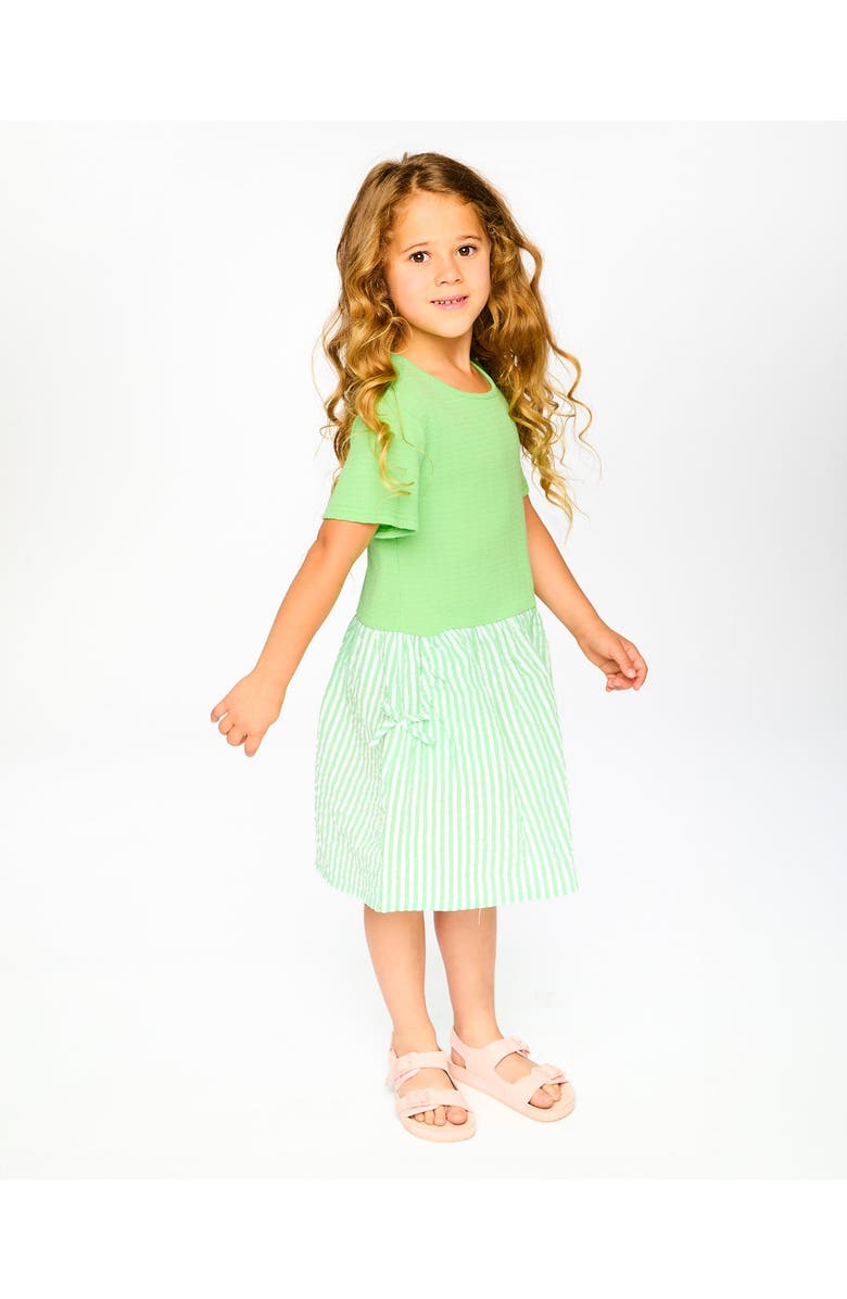 Deux par Deux Soft Jersey Short Sleeve Bi-Material Dress, Alternate, color, Mint Green