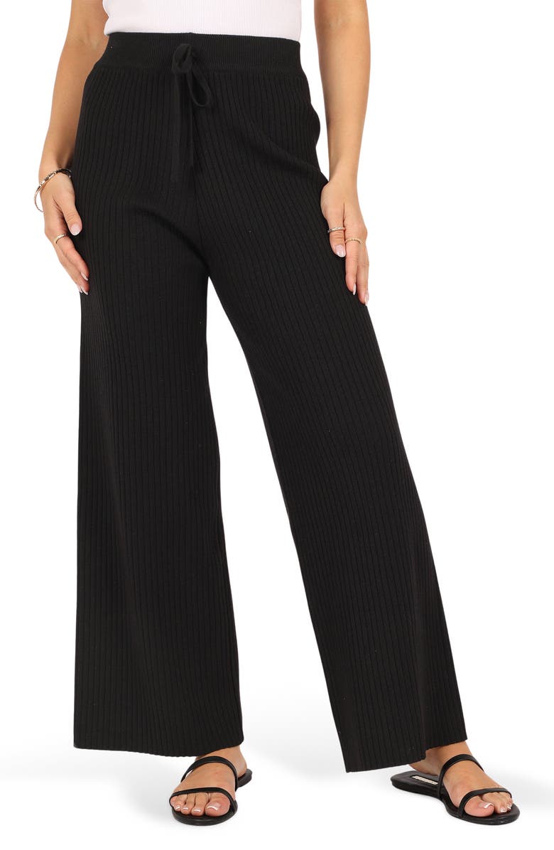 Petal & Pup Pyrus Knit Wide Leg Pants, Main, color, Black