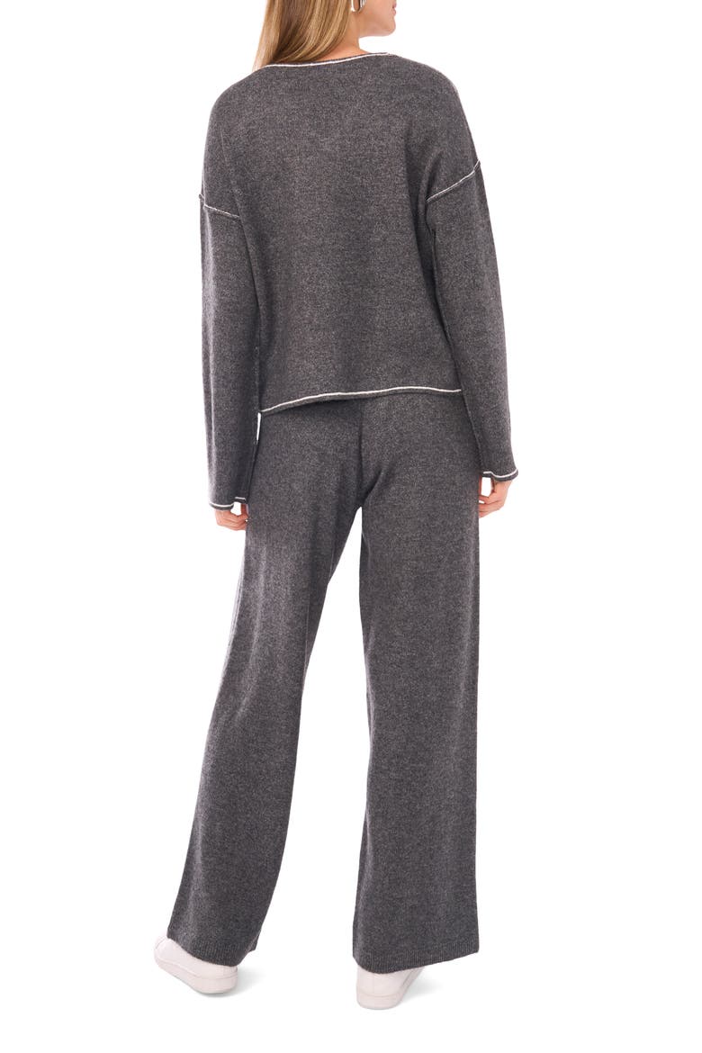 V-Neck Sweater & Pants Set, Alternate, color, MEDIUM HEATHER GREY