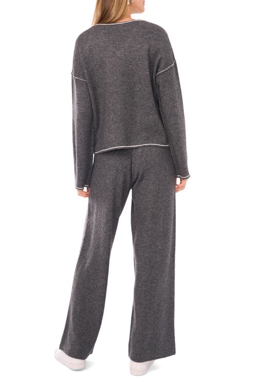Vince Camuto V-neck Sweater & Pants Set In Gray