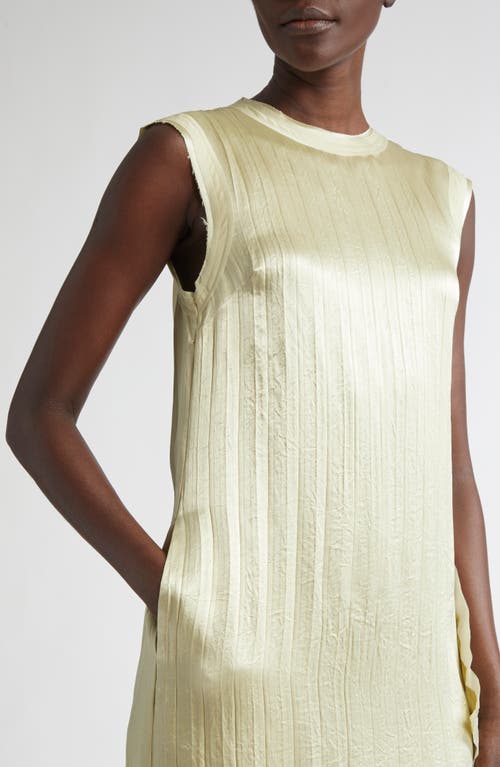 Jason Wu Collection Stripe Sleeveless Crinkled Satin Shift Dress In Pistachio