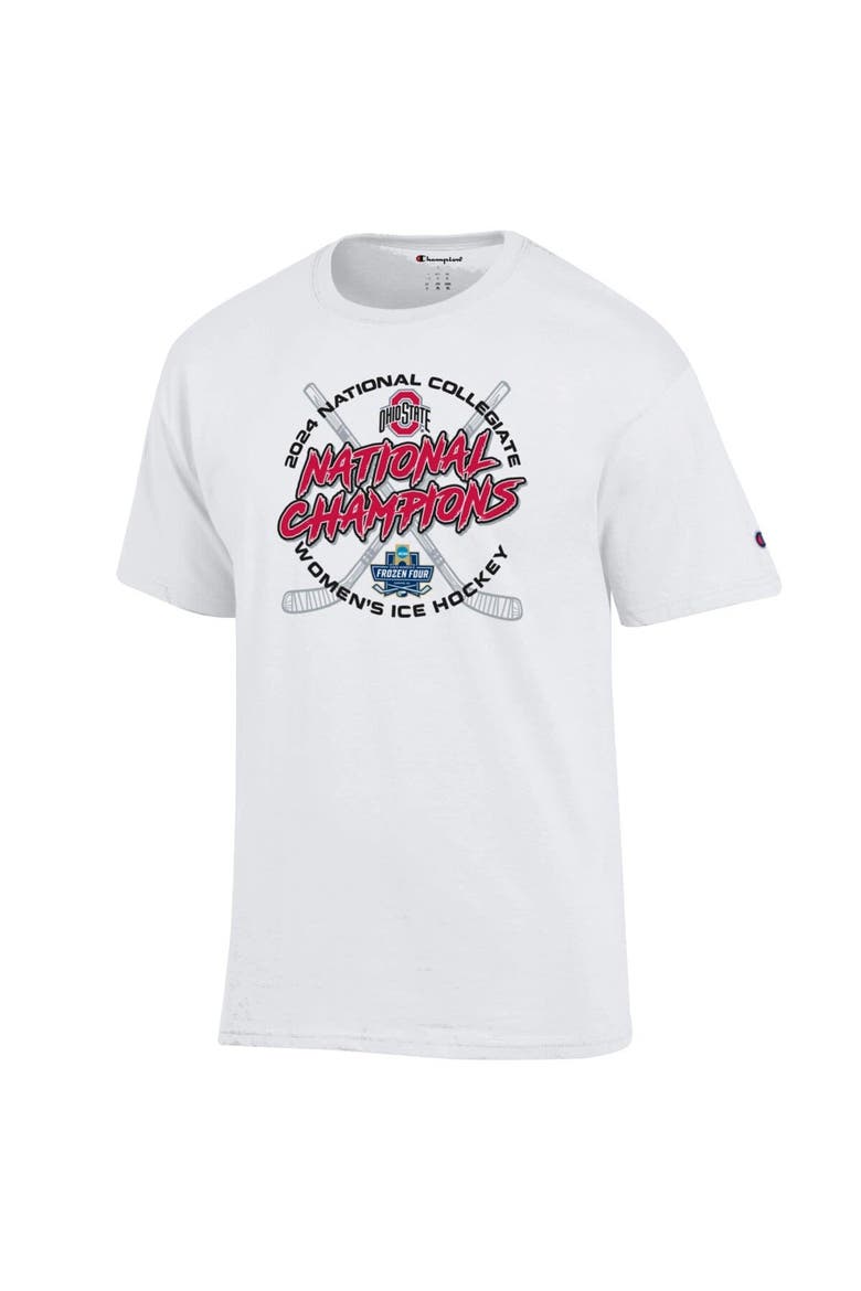Unisex Champion  White Ohio State Buckeyes 2024 NCAA Women's Ice Hockey National Champions Locker Room T-Shirt, Alternate, color, White