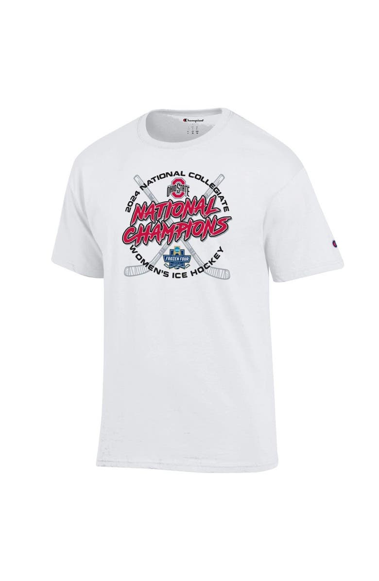 Champion Unisex Champion White Ohio State Buckeyes 2024 NCAA Women's Ice Hockey National Champions Locker Room T-Shirt, Alternate, color, White