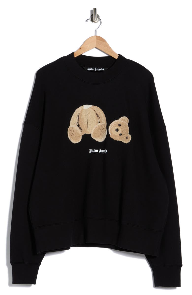 Palm Angels Bear Crewneck Sweatshirt, Alternate, color, Black Brown