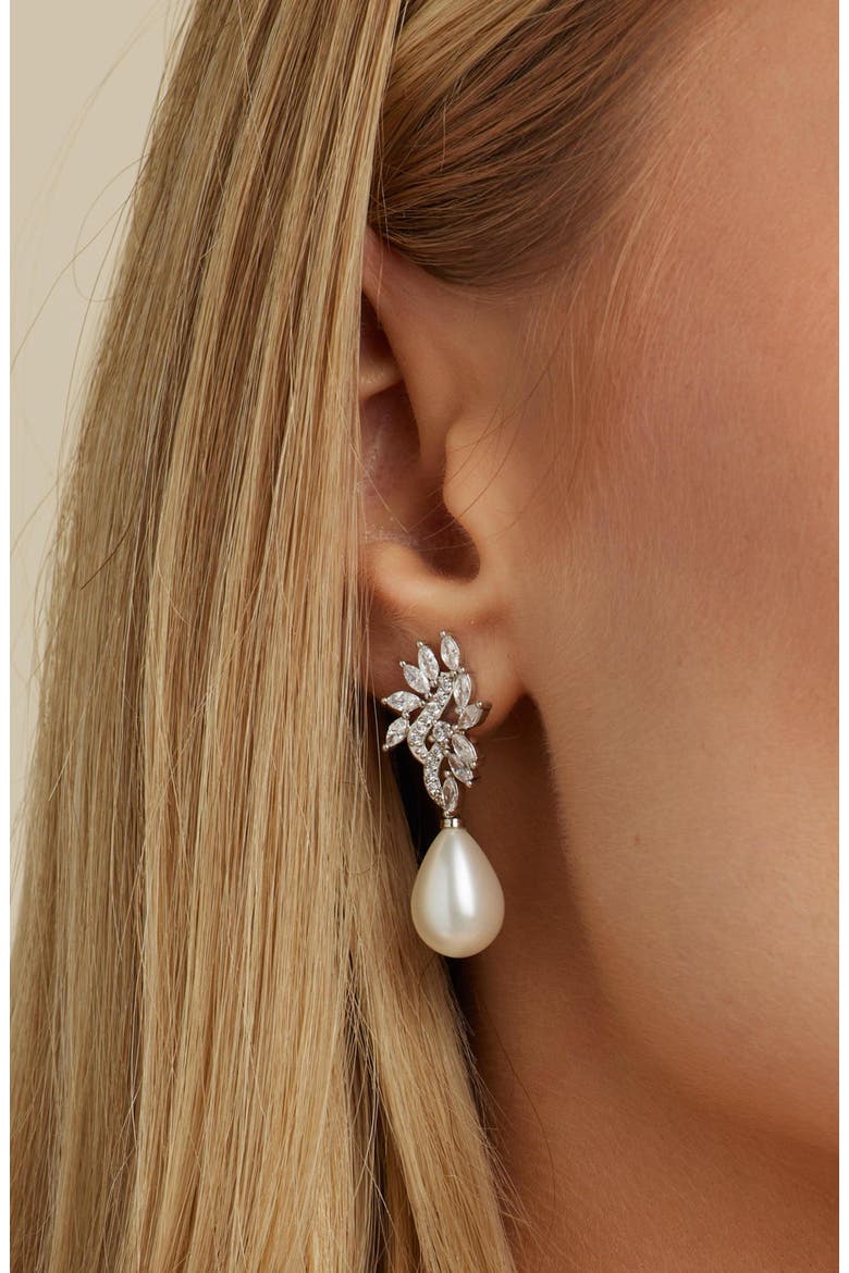 Regency Crystal Drop Earrings, Alternate, color, Silver