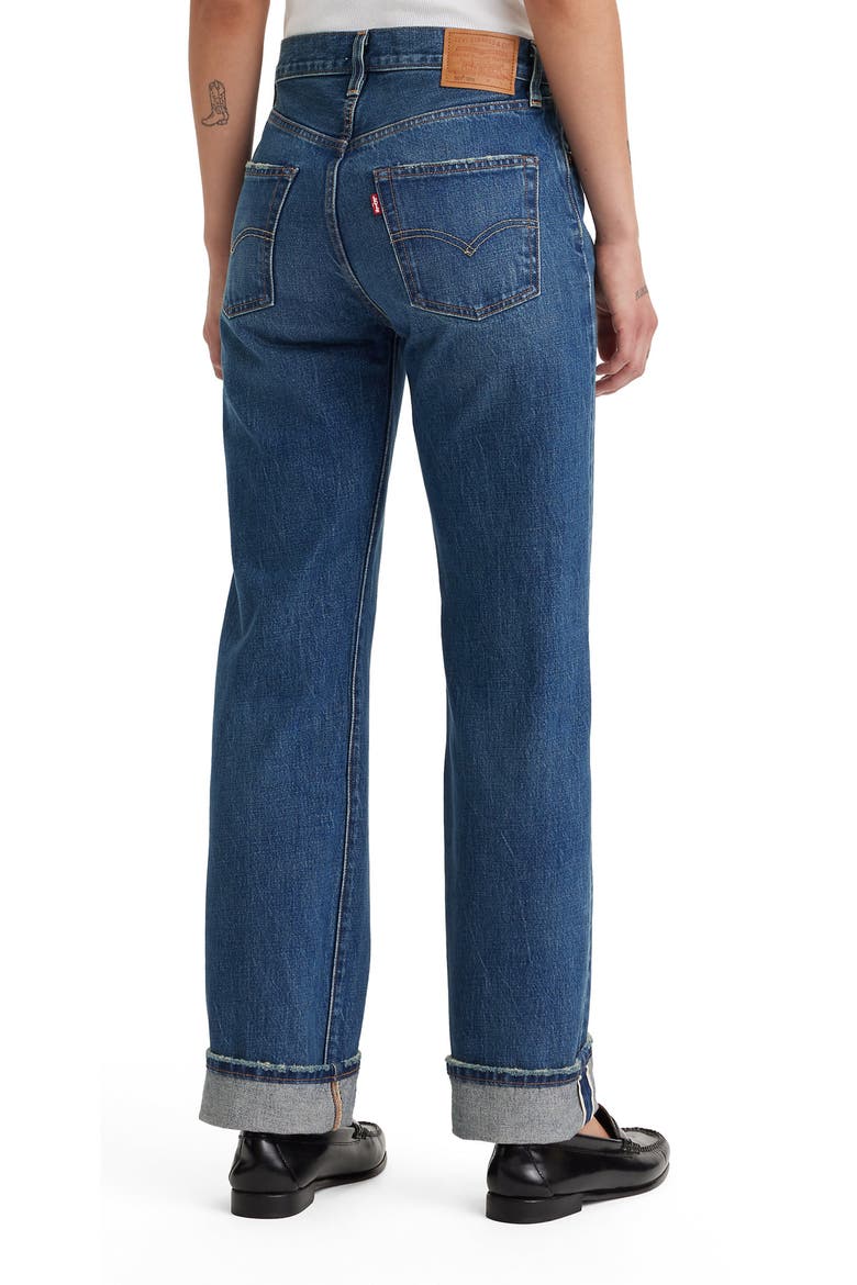 501® '90s Cuffed Relaxed Straight Leg Selvedge Jeans, Alternate, color, NEW LIFE NO DX SELVEDGE