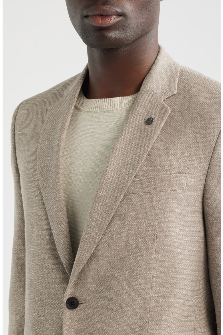 Ross Slim Fit Tan Mélange Textured Wool & Linen Sport Coat, Alternate, color, TAN
