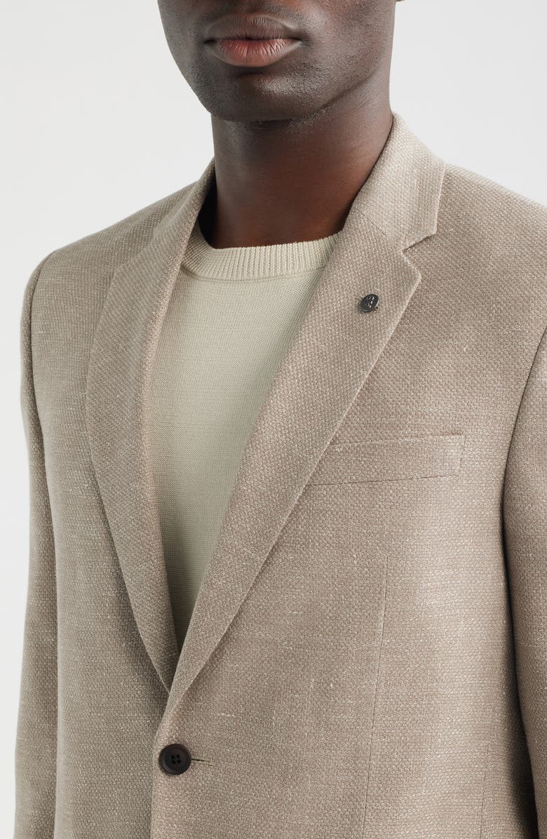 AllSaints Ross Slim Fit Tan Mélange Textured Wool & Linen Sport Coat, Alternate, color, Tan