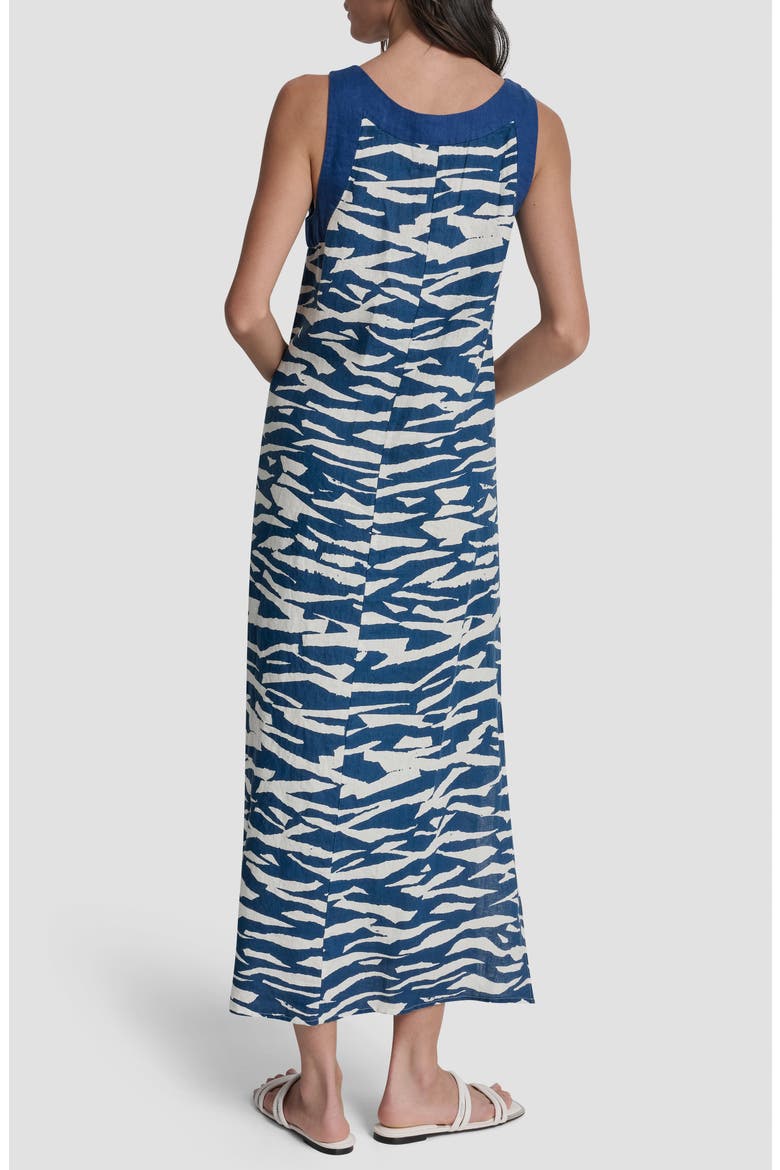 Print Colorblock Linen Midi Dress, Alternate, color, TIDAL BREAK/ ADMIRAL