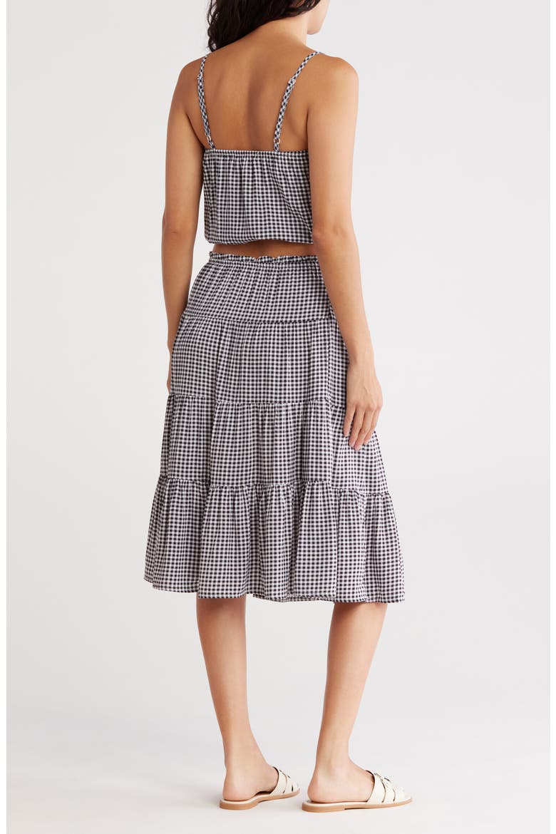 2-Piece Cami Crop Top & Tiered Midi Skirt Set, Alternate, color, BLACK/ WHITE