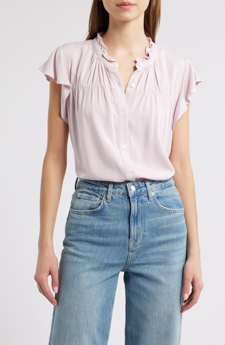 Rails Ruthie Flutter Sleeve Denim Button-Up Shirt, Main, color, Dusty Rose