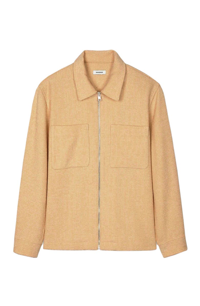 SANDRO Corduroy zip-up overshirt, Alternate, color, Camel