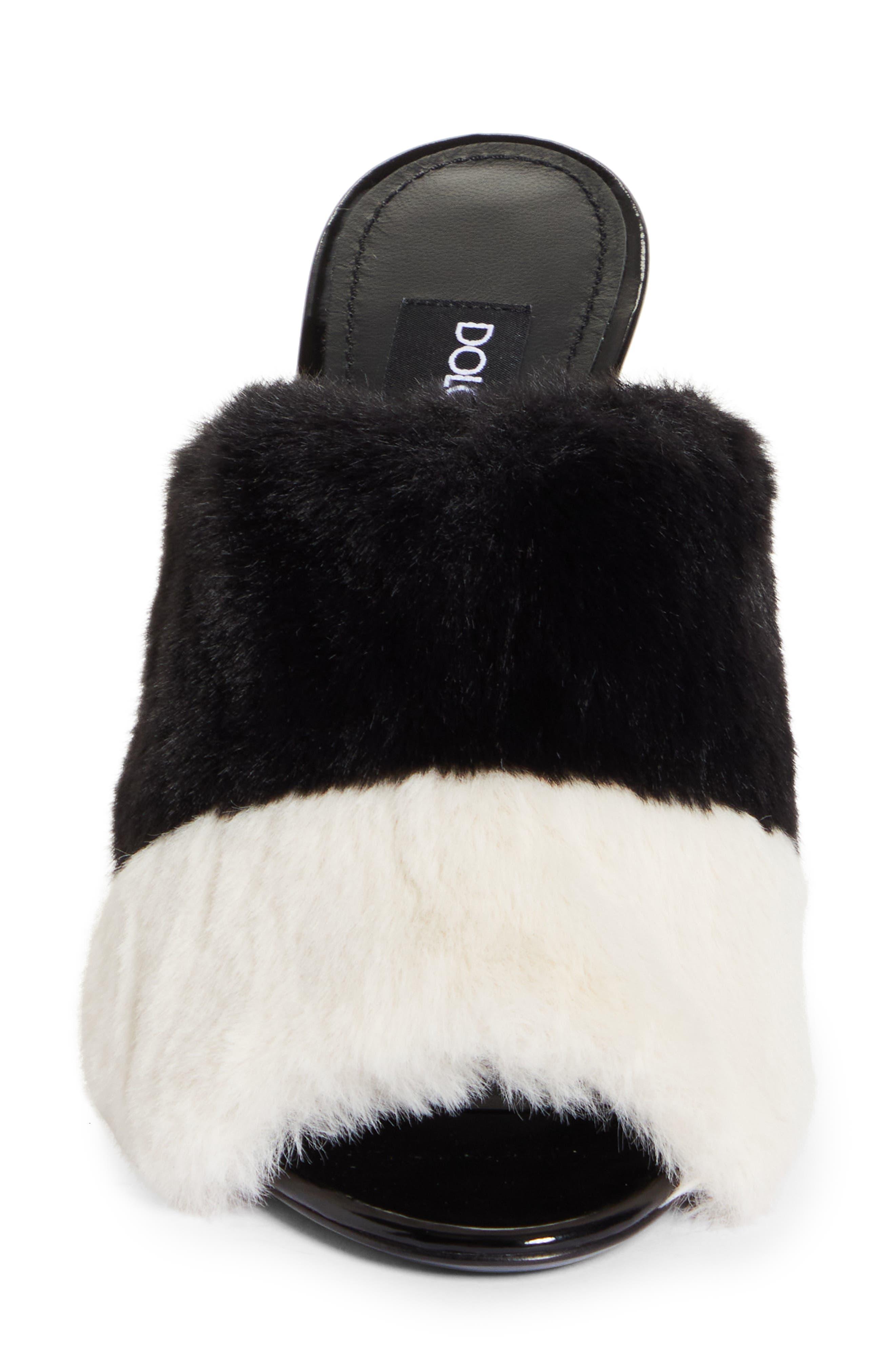 Dolce&Gabbana Keira Colorblock Faux Fur Slide Sandal, Alternate, color, 