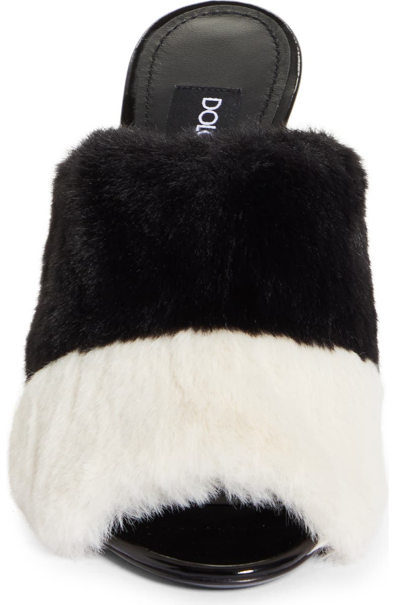 Dolce&Gabbana Keira Colorblock Faux Fur Slide Sandal, Alternate, color,