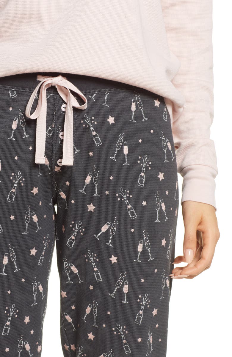 PJ Salvage Stripe Thermal Pajamas, Alternate, color, 