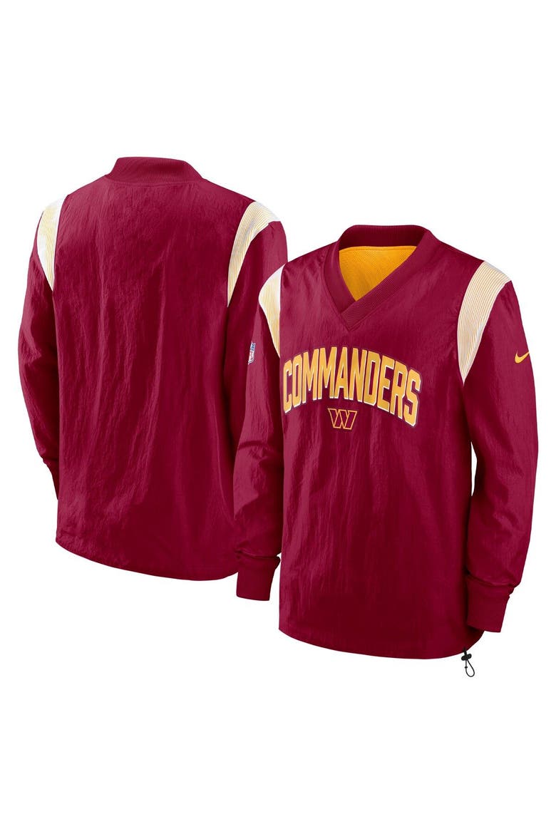 Men's Nike Burgundy Washington Commanders Sideline Athletic Stack V-Neck Pullover Windshirt Jacket, Main, color, Burgundy