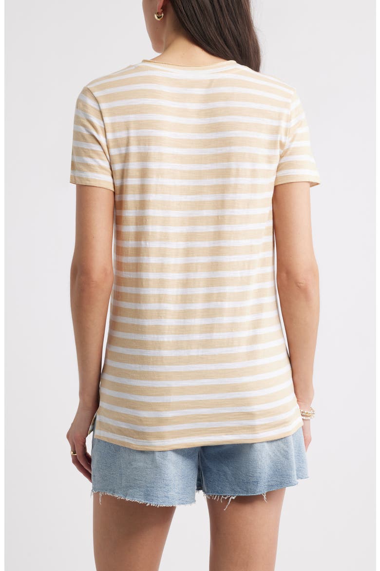 Cotton & Modal V-Neck T-Shirt, Alternate, color, TAN S- WHITE ASHER STRIPE