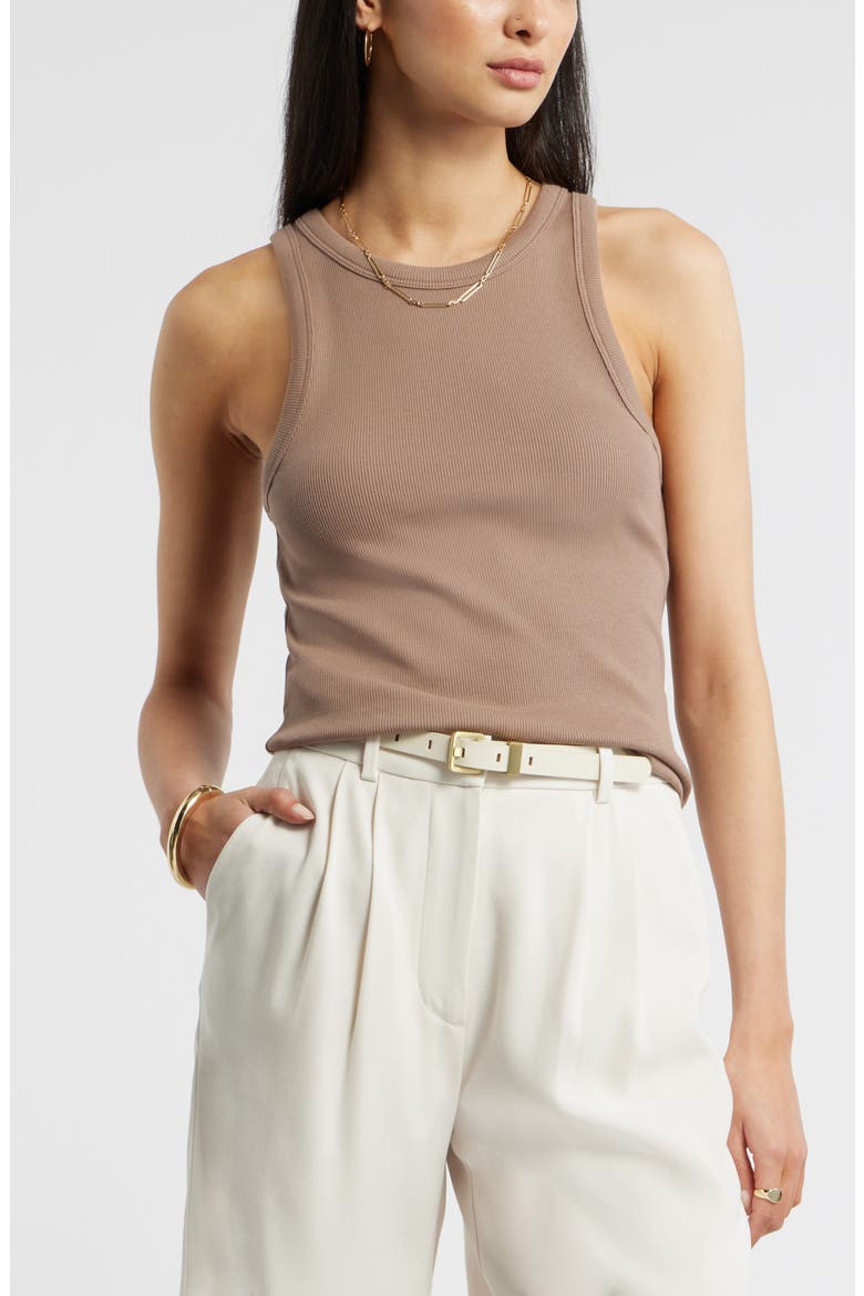 Everyday Cotton Rib Tank, Main, color, BROWN LENTIL