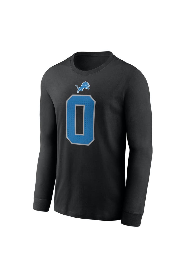 Men's Nike Jahmyr Gibbs Black Detroit Lions Name & Number Long Sleeve T-Shirt, Alternate, color, Black